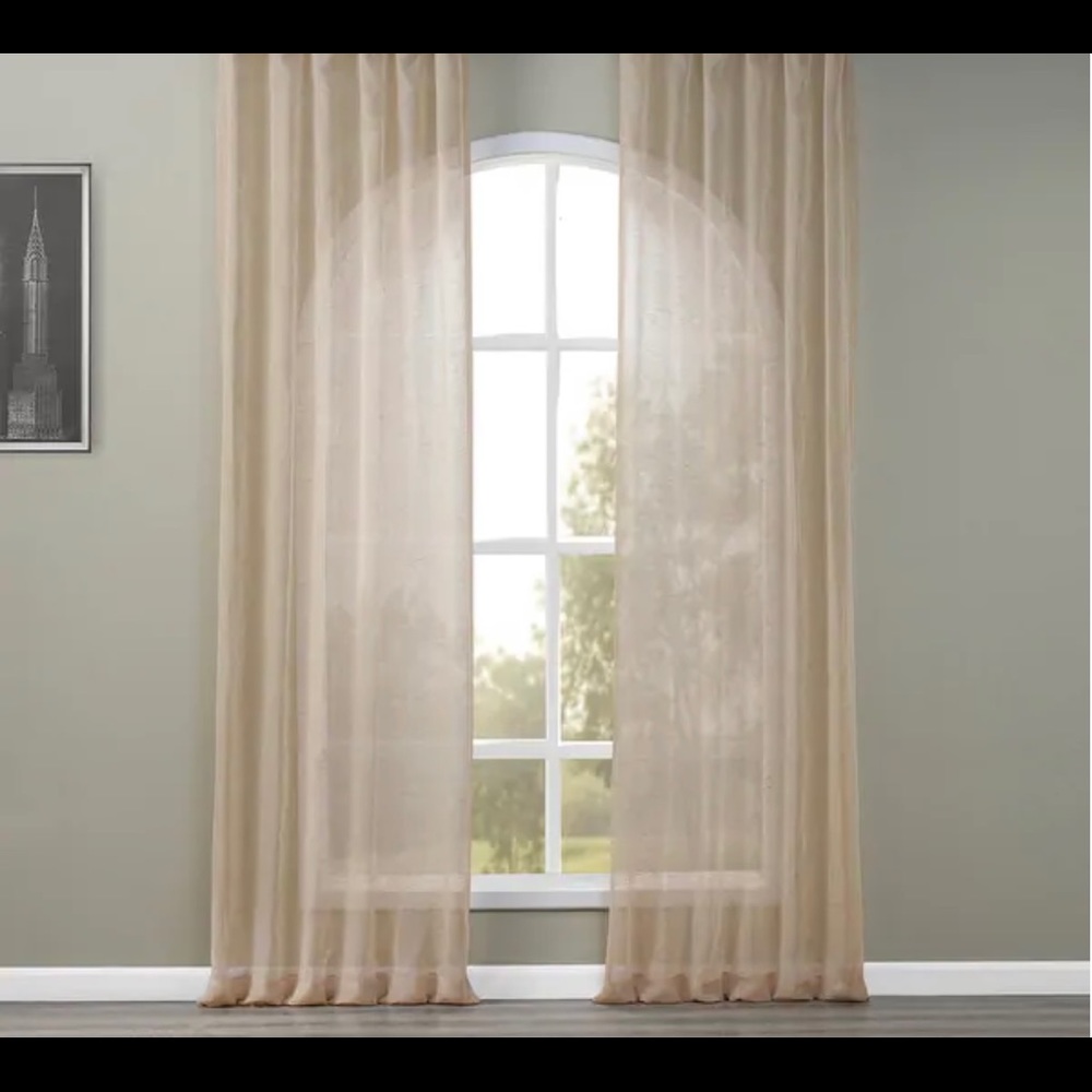 Open weave linen blend curtain panels,3